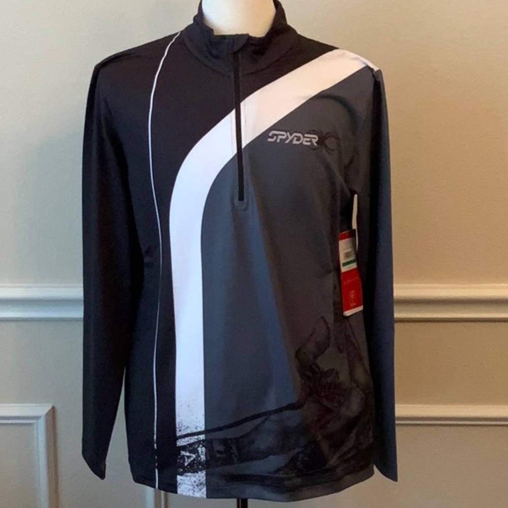 Spyder Rival Zip T-Neck - Black/White - Large - Picture 3 of 14